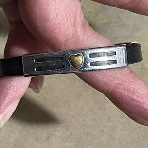 Black Rubber Stainless Steel Heart Bracelet